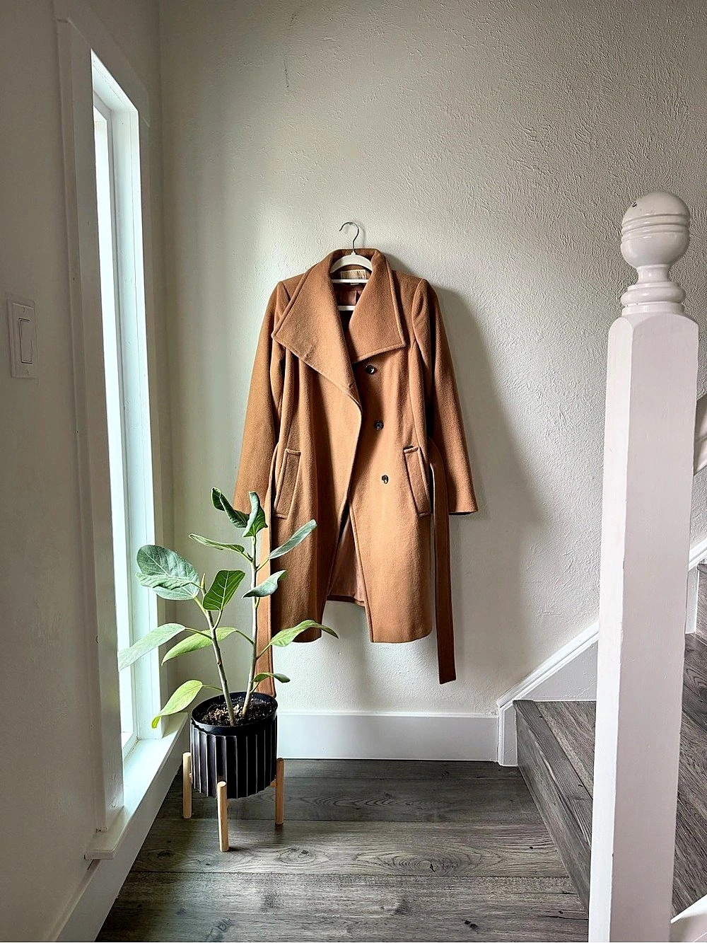 Michael Kors Wool Blend Belted Wrap Coat Women's Brown Medium